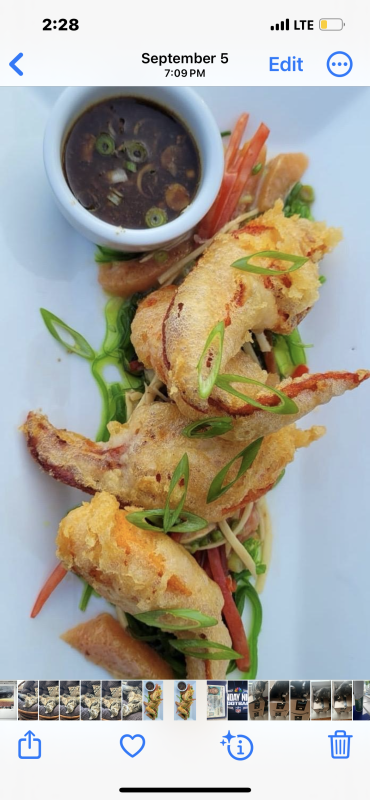 Tempura Lobster Claws with tamarind sesame vinaigrette and ponzu sauce