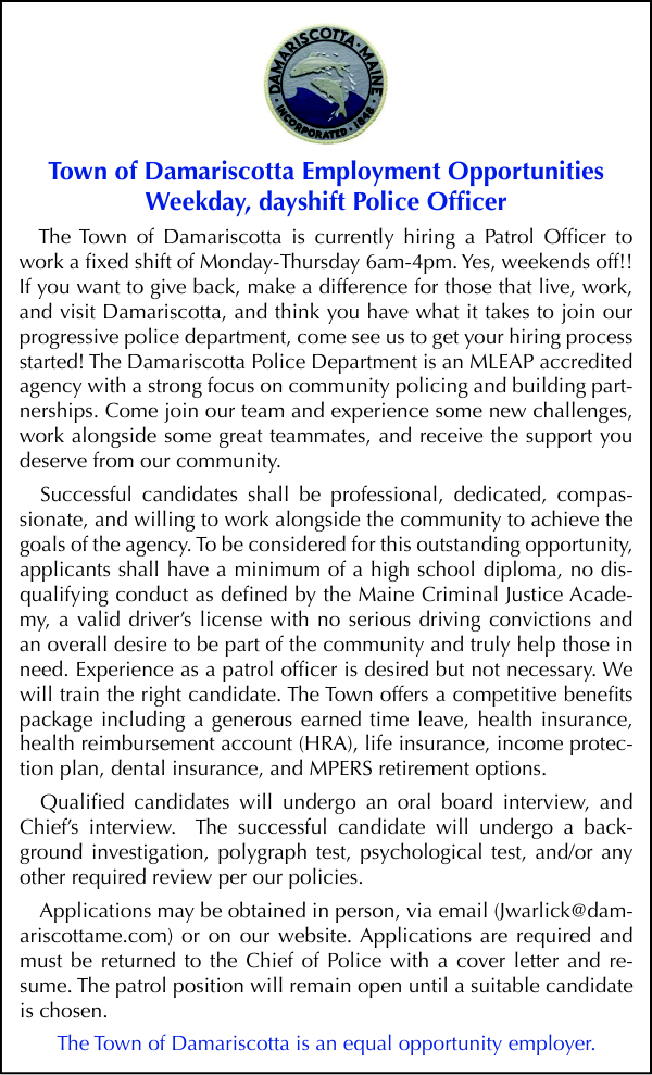 Town of Damariscotta Weekday Patrol Officer