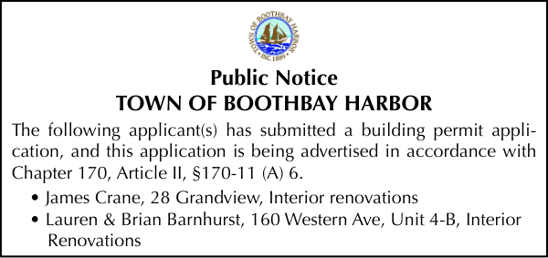 Town of Boothbay Harbor Building Permits 1-16-25