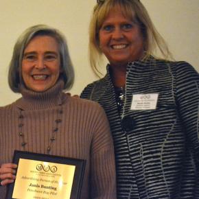 Janis Bunting, Penobscot Bay Pilot Advertising Director, and Sarah Morley, General Manager for the Boothbay Register/Wiscasset Newspaper (Photo by Chance Files)