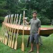 On oars he carved, Karl Berger tracked the time, date, coordinates and his thoughts and impressions of his 100-mile journey down the Columbia River in a boat he built. JOHN MAGUIRE/Boothbay Register