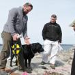 Landscape architect Arek Gale laying out the precise drilling line of a ledge., Cuckolds Island, Cuckolds Lighthouse, Boothbay, Boothbay Harbor