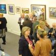 A crowd gathers Saturday at the third annual ArtinMe event at the Boothbay Region Art Foundation. Bremen's Claire Hancock won best in show for her painting titled “Pink 'Knock-Out' Roses.”  The event will be on display until November 3. BEN BULKELEY/Boothbay Register