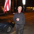 Bruce MacDonald outside the Lincoln Country Democrat headquarters in Damariscotta. MacDonald continually checked for updates throughout the night. RYAN LEIGHTON/Boothbay Register   