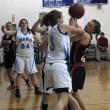 Wiscasset's Heidi Pinkham battles for possession with Dirigo’s Rachel Knight. KATHY ONORATO/Wiscasset Newspaper