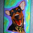 This happy pup was the very first painting Tabetha completed. It currently hangs in her studio. KATRINA CLARK/Boothbay Register