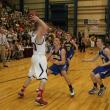 Andrew Hallinan, Anthony DiMauro and Nick Kilgus pressure Trevor Lyford in the fourth quarter. KEVIN BURNHAM/Boothbay Register