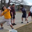  Antonio Maulolo, a new face on the team, is learning the technique of throwing the shot put. RYAN LEIGHTON/Boothbay Register