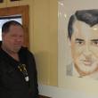 Wiscasset artist Tom Jones displays his portrait of Cary Grant at Miss Wiscasset Diner. JOHN MAGUIRE/Wiscasset Newspaper