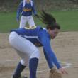 Allison Crocker reaches for the ball before throwing out a Carrabec runner in the third inning of Monday's game at Perkins Field. KEVIN BURNHAM/Boothbay Register 