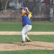 Linc Simmons fires a pitch during the second inning of action of the Boothbay Region High School boys varsity baseball game Monday, April 22. The Seahawks would fall to Carrabec, 14-1. BEN BULKELEY/Boothbay Register