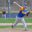 Nate Colcord fires a pitch in the first inning. BEN BULKELEY/Boothbay Register