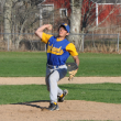 Julian Aponte pitches May 1. Aponte fanned one and allowed no runs in one inning of work against the Ramblers. BEN BULKELEY/Boothbay Register