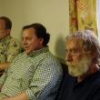 Former Alna Selectman Chris Cooper, left, departing school board representative William Stafford and incoming representative Ralph Hilton attend the May 16 Alna selectmen's meeting. SUSAN JOHNS/Wiscasset Newspaper