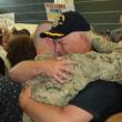 Peter Greenleaf hugs his son, Pvt. Nick Greenleaf, upon his return to Maine June 15. Courtesy of Isaac Luken