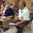 Consultant Karl Olson, left, takes notes as his client, developer Tony Casella, listens during a meeting in Edgecomb July 3. SUSAN JOHNS/Wiscasset Newspaper