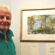 Carlton Plummer and his original watercolor, “Back Narrows.” Bids for the painting are now being accepted by the Boothbay Region Art Foundation in support of its scholarship fund. Courtesy of Boothbay Region Art Foundation/Svetlana Beattie photo