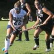 Boothbay senior co-captain Brooke Alley pushes the ball past a St. Dom’s player during Friday’s home game at Perkins Field. KEVIN BURNHAM/Boothbay Register