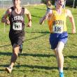 Kyler Carty screams in for a photo finish at Boothbay's home meet on September 18. Carty bested his opponent by a tenth of a second. RYAN LEIGHTON/ Boothbay Register