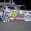 Nick Hinkley, winner of Saturday’s Late Model Sportsman race at Wiscasset Speedway. Courtesy of Peter Taylor