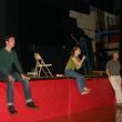 Tim Hoover, left, and Emma Goodman, professional actors from Massachusetts, along with Wiscasset High School science teacher Ralph Keyes, discuss domestic violence at an assembly at the school September 26. SUSAN JOHNS/Wiscasset Newspaper