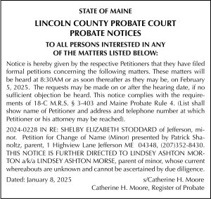 Register of Probate Lincoln County Notice 