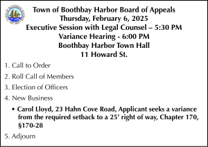 Town of Boothbay Harbor Board of Appeals 2-6-25