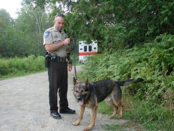 Lincoln County Sheriff's Deputy Scott Hayden and his canine partner Koda. SUSAN JOHNS Wiscasset Newspaper