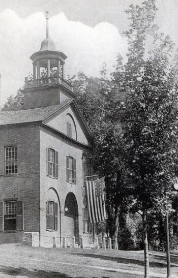 A copy of this photo of the Lincoln County Courthouse, circa 1847 was presented to Lincoln County Commissioners as a gift to the county and to help showcase the proposed Museum in the Streets project. Courtesy of Wiscasset Public Library