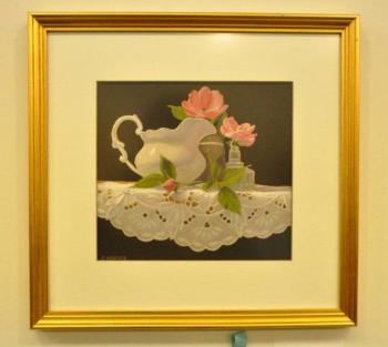 Bremen's Claire Hancock won best in show for her painting titled “Pink 'Knock-Out' Roses." BEN BULKELEY/Boothbay Register