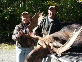 This bull moose's antlers were 48-inches wide and had 20 points. Courtesy of Marsha DeCosta