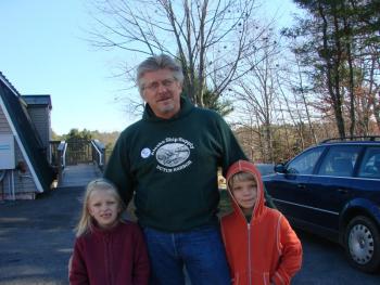 Charles Culbertson, center, with daughter Maeva, left, and son Jack, far right. SUSAN JOHNS/Wiscasset Newspaper