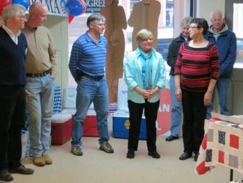 Lincoln County Democratic candidates, from left, Mick Devin, Tim Marks, Chris Johnson, Lisa Miller and Mary Trescot at the November 11 reception.