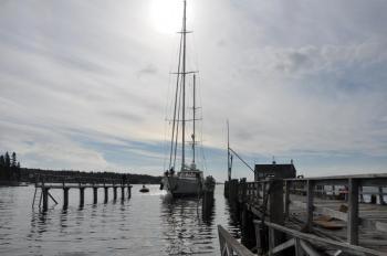 The "﻿Galileo" ﻿was hauled-out November 1 at the Boothbay Harbor Shipyard. BEN BULKELEY/Boothbay Register