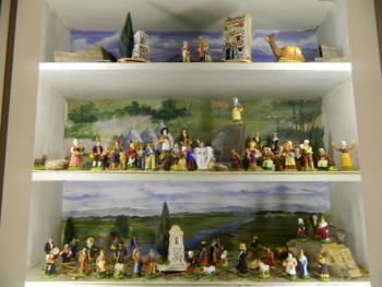 The santon family of characters displayed in the Bisson home is an example of a French village, with humble country folks surrounded by Biblical characters. CHARLOTTE BOYNTON/Wiscasset Newspaper