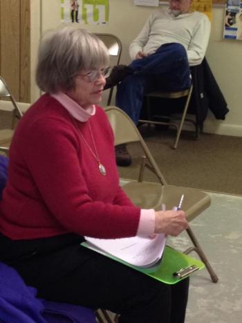 Jarryl Larson returns to the audience after addressing Edgecomb selectmen January 7. SUSAN JOHNS/Wiscasset Newspaper