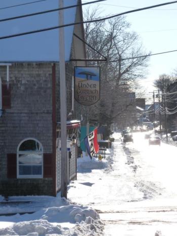 The "Open" flag still flies at Under Currach Tavern, but not for much longer. KATRINA CLARK/Boothbay Register