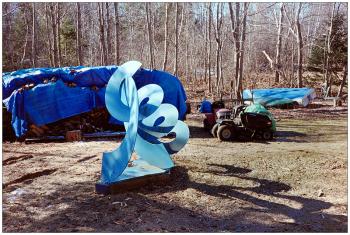 SEARSMONT - Tarp on the woodpile, check. Overturned boat, check. Modernist sculpture ... yep. (Photo by Ethan Andrews)