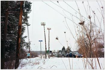 BELFAST - Mailboxes on tall poles labelled "Bills" and "Airmail" at the entrance to Airmail Lane, erected 30 years ago by Alden Horn. (Photo by Ethan Andrews)