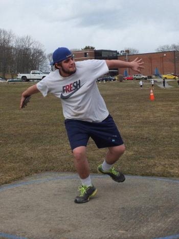 Linc Simmons, a senior captain, begins his final year of throwing the discus. RYAN LEIGHTON/Boothbay Register