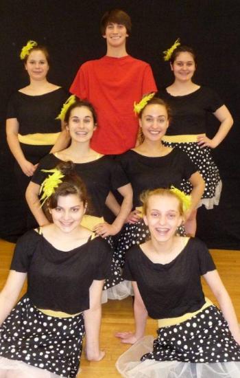 The teen tap class will dance to “Singing in the Rain.” Pictured are from left, back row: Mackenzie Colby, Nate Friant, Genevieve Taylor; middle row: Sophia Thayer, Devin Domeyer; front row: Noelle Timberlake and Alexis Miller. Missing from photo are Allison Barter and Kate Friant. Courtesy of the Boothbay Region YMCA