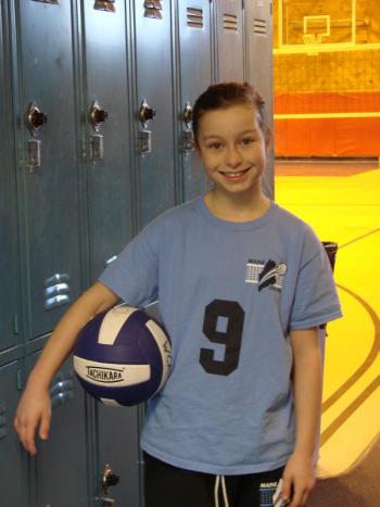 Aleeya Jones,10, of Wiscasset, plays for the Maine Juniors Volleyball Club and the Wiscasset Christian Academy Minutemen; she's known as the mini-Minuteman, her mother and school team coach Julie Jones said. SUSAN JOHNS/Wiscasset Newspaper