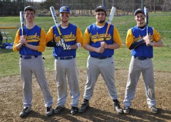 The BRHS boys varsity baseball team, below, is expected to lean on its senior leadership in the upcoming season. The seniors are, from left, Stephen Barter, Nate Colcord, Linc Simmons, Jesse Peters and Cormac Miller (not pictured). BEN BULKELEY/Boothbay Register