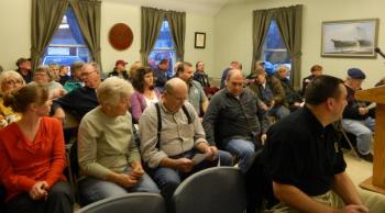 Wiscasset's town office meeting room was filled to capacity with Wiscasset residents and town department heads Tuesday evening for the 2013-2014 budget informational meeting. CHARLOTTE BOYNTON/Wiscasset Newspaper