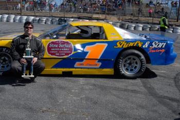 Adam Chadbourne of Woolwich picks up a win the Super Stock division at the Wiscasset Speedway April 6. Courtesy of Peter Taylor, Wiscasset Speedway