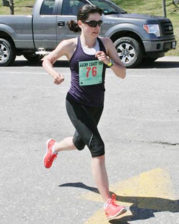 Jenna Krajewski of Hallowell was the first female finisher in the Rocky Coast Road Race. KEVIN BURNHAM/Boothbay Register