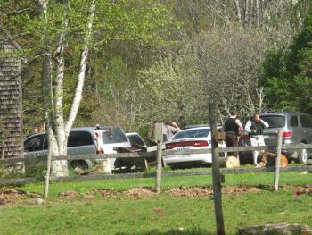 Lincoln County Sheriff Deputies and area law enforcement officials gathered at the home of Jefferson resident Victoria Burbank following a dispute over the town's widening of the road. JOHN MAGUIRE/Wiscasset Newspaper