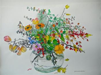 "Autumn bouquet," watercolor and ink by Jean Swan Gordon