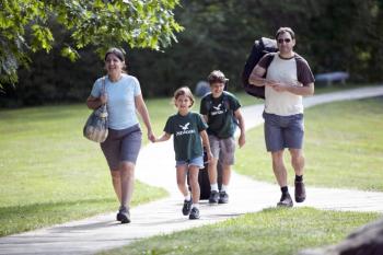 Many families, like the Reisbaum family from New York, will spend time camping at Chewonki this summer.  Opening day is planned for June 25. Courtesy of Daniel Casado and Chewonki