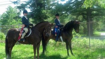 Ella Spear on CBMF Ruby, left, and Hali Goodwin on CBMF Off the Charts. Courtesy of Amy Blake Goodwin